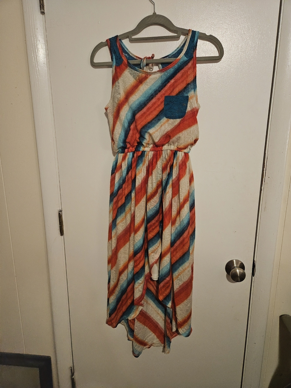 Bonnie Jean Teal Blue Orange Striped Dress